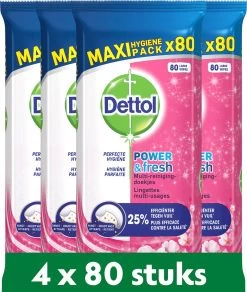 Dettol - Schoonmaakdoekjes - Power & Fresh - Kersenbloesem - 4 X 80 Stuks - Voordeelverpakking -Winkel Met Schoonmaakproducten 1016x1200