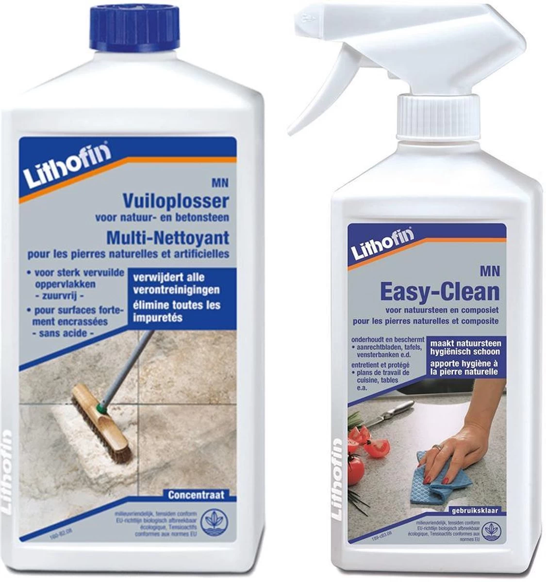 MN Onderhoudsset - Werkbladen In Natuursteen En Composiet - MN Vuiloplosser 1L En Easy-Clean 500ml - Lithofin 3 MN Onderhoudsset - Werkbladen In Natuursteen En Composiet - MN Vuiloplosser 1L En Easy-Clean 500ml - Lithofin