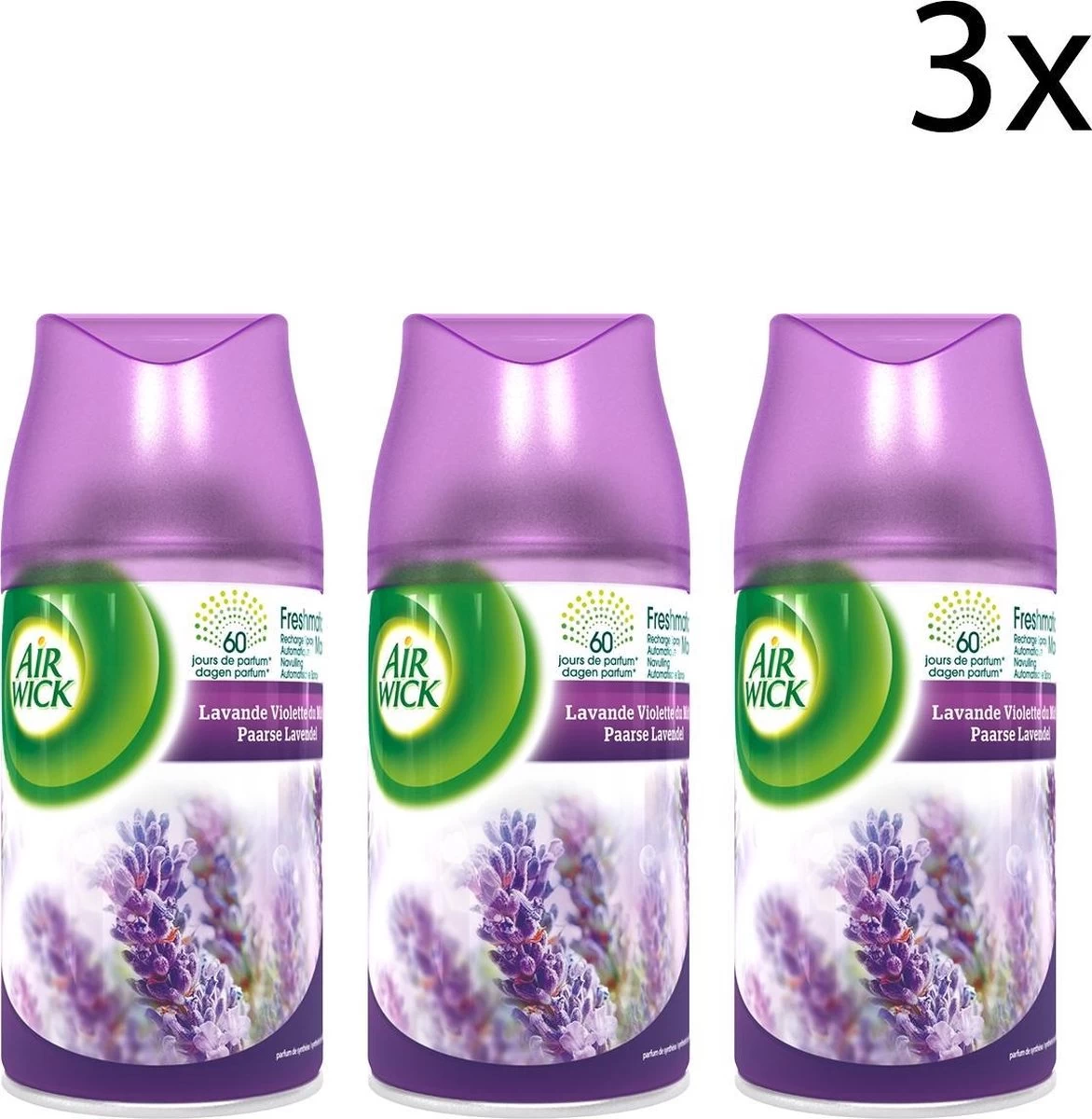 Air Wick Freshmatic Automatische Spray Luchtverfrisser - Paarse Lavendel Navulling - 3 Stuks - Voordeelverpakking 3 Air Wick Freshmatic Automatische Spray Luchtverfrisser - Paarse Lavendel Navulling - 3 Stuks - Voordeelverpakking