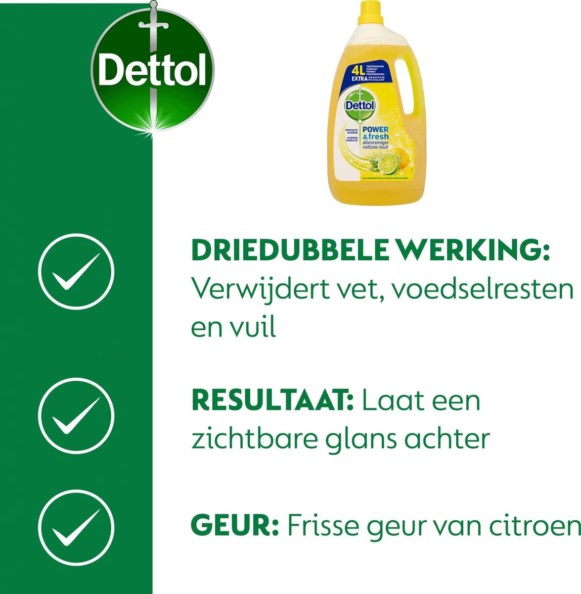 Dettol - Power & Fresh - Allesreiniger - Citrus - 3 X 4 Liter 6 Dettol - Power & Fresh - Allesreiniger - Citrus - 3 X 4 Liter - Afbeelding 4