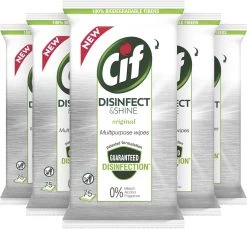 Cif Disinfect & Shine Wipes Doden 99,99% Van De Bacteriën Original Desinfecterende Schoonmaakdoekjes, Van 100% Biologisch Afbreekbaar Textiel 5 X 75 Doekjes 16 Cif Disinfect & Shine Wipes Doden 99,99% Van De Bacteriën Original Desinfecterende Schoonmaakdoekjes, Van 100% Biologisch Afbreekbaar Textiel 5 X 75 Doekjes -Winkel Met Schoonmaakproducten 1200x1111