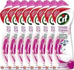 CIF Cream Pink Flower - 8 X 500 Ml - Schuurmiddel - Voordeelverpakking -Winkel Met Schoonmaakproducten 1200x1132