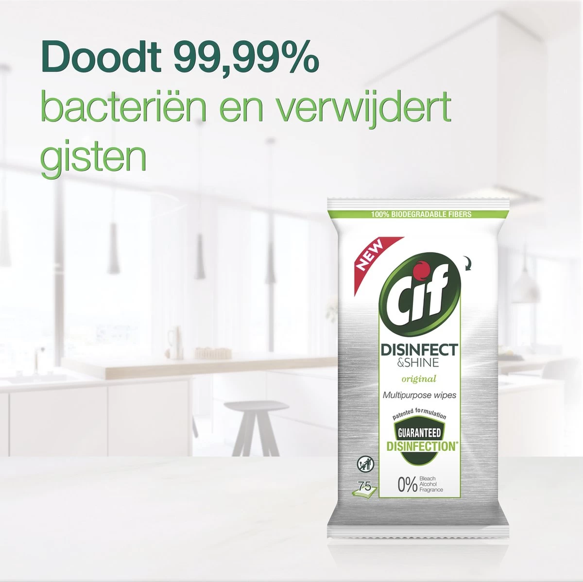 Cif Disinfect & Shine Wipes Doden 99,99% Van De Bacteriën Original Desinfecterende Schoonmaakdoekjes, Van 100% Biologisch Afbreekbaar Textiel 5 X 75 Doekjes 10 Cif Disinfect & Shine Wipes Doden 99,99% Van De Bacteriën Original Desinfecterende Schoonmaakdoekjes, Van 100% Biologisch Afbreekbaar Textiel 5 X 75 Doekjes - Afbeelding 8