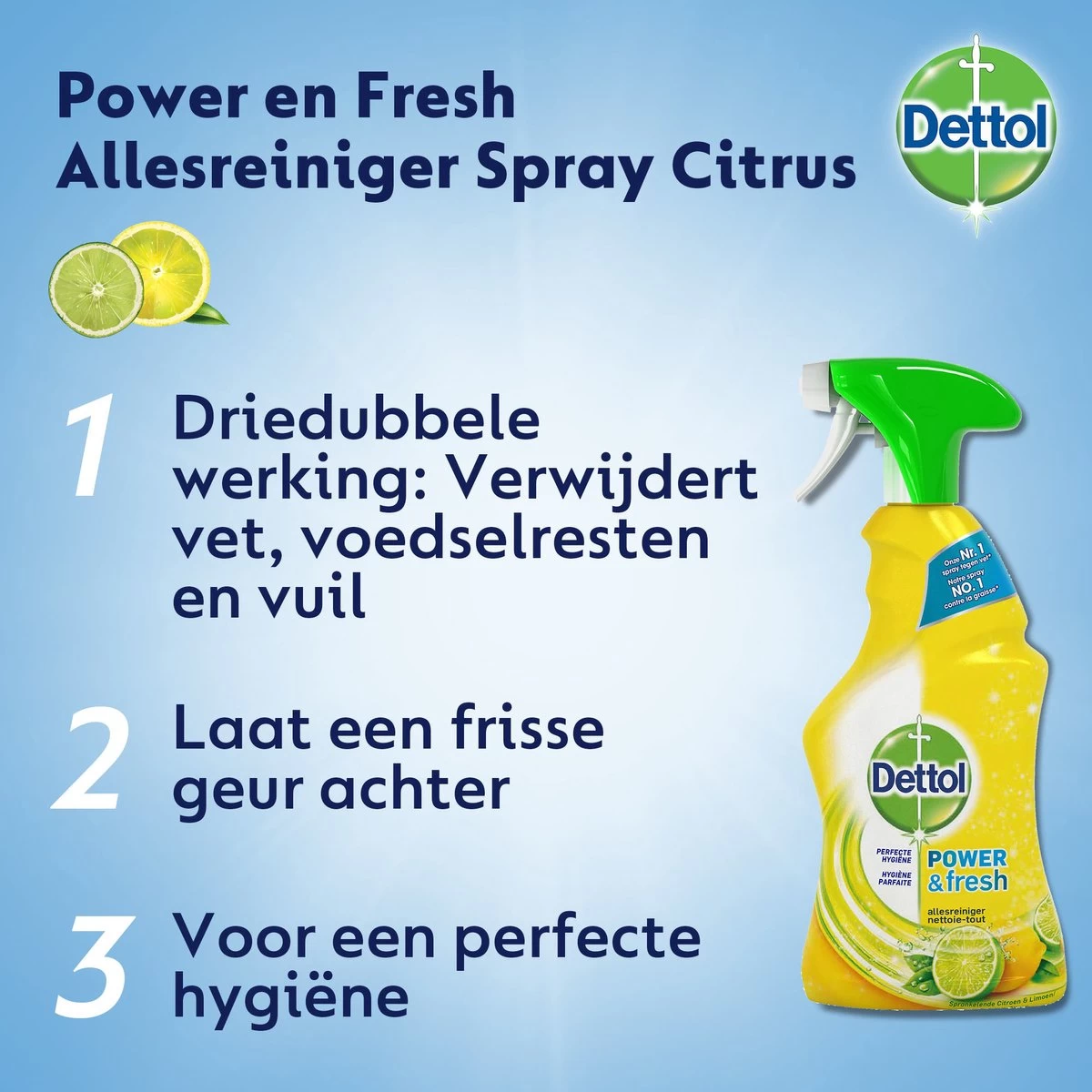 Dettol - Power & Fresh - Allesreinger Spray - Citrus - 6 X 500 Ml 4 Dettol - Power & Fresh - Allesreinger Spray - Citrus - 6 X 500 Ml - Afbeelding 2