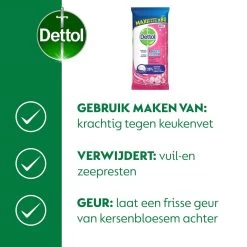 Dettol - Schoonmaakdoekjes - Power & Fresh - Kersenbloesem - 4 X 80 Stuks - Voordeelverpakking -Winkel Met Schoonmaakproducten 1200x1200 27