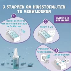 Exaller Anti Huisstofmijt Spray 150ml - 100% Natuurlijk Huismijt Bestrijder - Klinisch Getest - Behandeling En Preventie Van Huisstofmijtallergie -Winkel Met Schoonmaakproducten 1200x1200 458