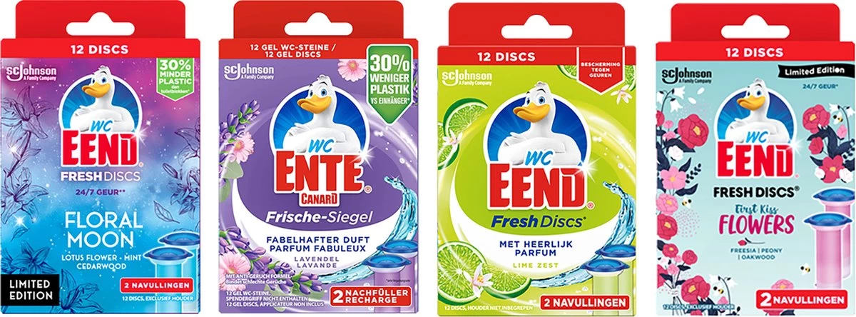 Wc Eend Fresh Discs Navulling Floral Moon + Lime + First Kiss+ Lavandel 4 X 12 Discs 2 Wc Eend Fresh Discs Navulling Floral Moon + Lime + First Kiss+ Lavandel 4 X 12 Discs