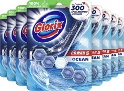 Glorix Power 5 Toiletblokken - Ocean - 9 Stuks - Halfjaarbox - Voordeelverpakking