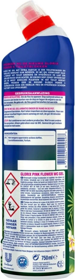 Glorix WC Powergel Toiletreiniger Pink Flower - 6 X 750 Ml - Voordeelverpakking -Winkel Met Schoonmaakproducten 324x1200