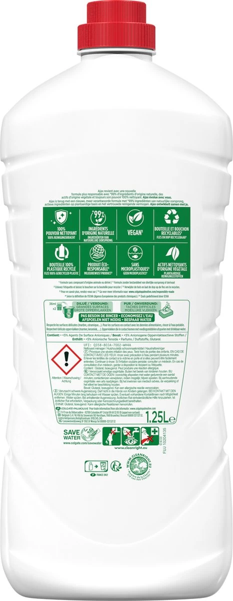 Ajax® Ajax Allesreiniger Fris 6 X 1.25L - Voordeelverpakking 4 Ajax® Ajax Allesreiniger Fris 6 X 1.25L - Voordeelverpakking - Afbeelding 2