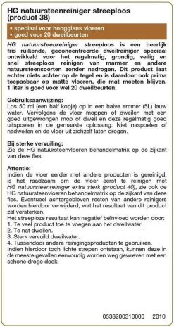 HG Natuursteen Reiniger Glansvloeren 1L - Marmer & Natuursteen - Streeploos Schoon - 20 Dweilbeurten -Winkel Met Schoonmaakproducten 638x1200