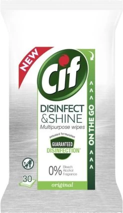 Cif Disinfect & Shine Wipes Original Desinfectie Schoonmaakdoekjes - 12 X 30 Doekjes - Voordeelverpakking -Winkel Met Schoonmaakproducten 697x1200 1