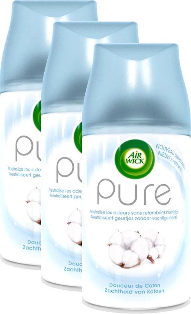 Air Wick Freshmatic Automatische Spray Luchtverfrisser - Pure Zachtheid Van Katoen Navulling - 3 Stuks - Voordeelverpakking 3 Air Wick Freshmatic Automatische Spray Luchtverfrisser - Pure Zachtheid Van Katoen Navulling - 3 Stuks - Voordeelverpakking