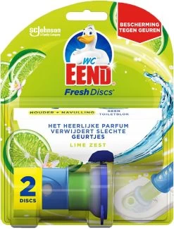 WC Eend Houder Fresh Discs Lime Zest + 3 X 6 Discs Navulling -Winkel Met Schoonmaakproducten 913x1200 1